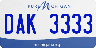 MI license plate DAK3333