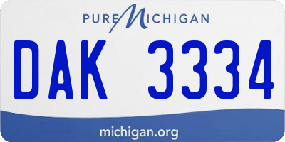 MI license plate DAK3334