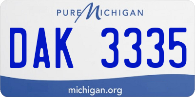 MI license plate DAK3335