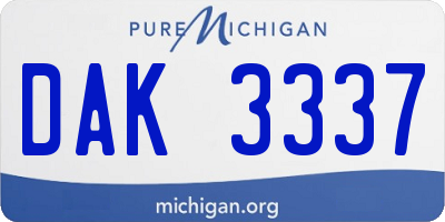 MI license plate DAK3337
