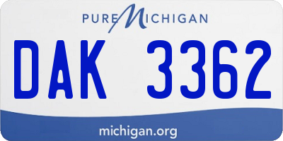 MI license plate DAK3362