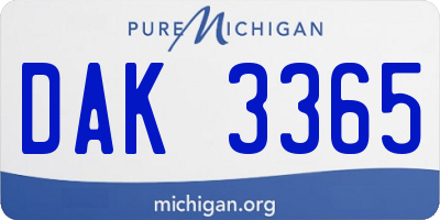 MI license plate DAK3365