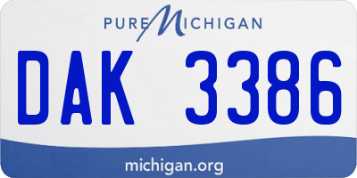 MI license plate DAK3386