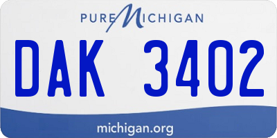 MI license plate DAK3402