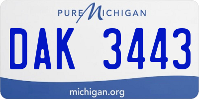 MI license plate DAK3443
