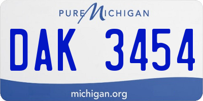 MI license plate DAK3454