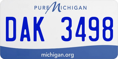 MI license plate DAK3498