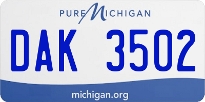 MI license plate DAK3502