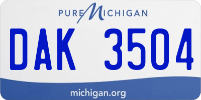MI license plate DAK3504
