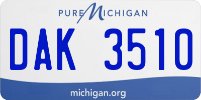 MI license plate DAK3510