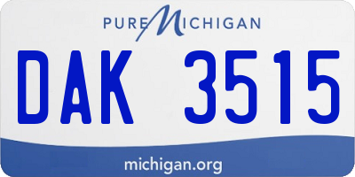 MI license plate DAK3515