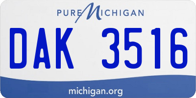 MI license plate DAK3516