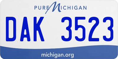 MI license plate DAK3523