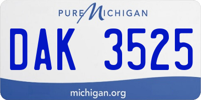 MI license plate DAK3525