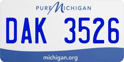 MI license plate DAK3526
