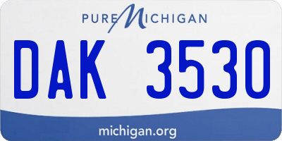 MI license plate DAK3530