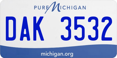 MI license plate DAK3532