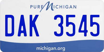 MI license plate DAK3545