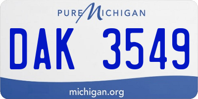 MI license plate DAK3549