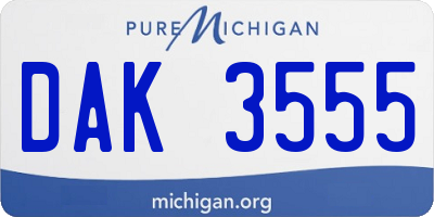 MI license plate DAK3555