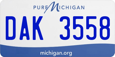 MI license plate DAK3558