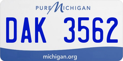MI license plate DAK3562