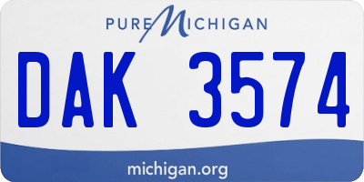 MI license plate DAK3574