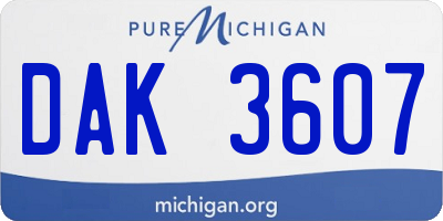 MI license plate DAK3607