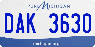 MI license plate DAK3630