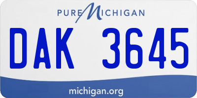 MI license plate DAK3645