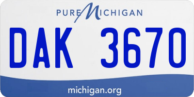 MI license plate DAK3670