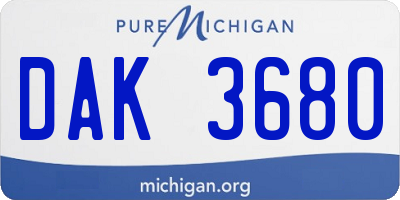 MI license plate DAK3680