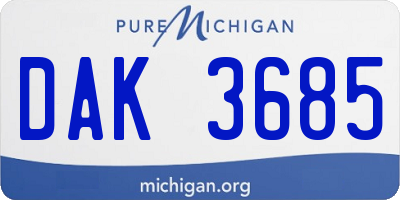 MI license plate DAK3685