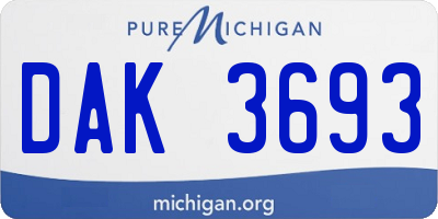MI license plate DAK3693