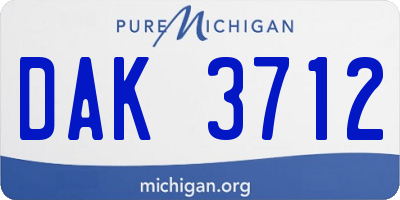 MI license plate DAK3712