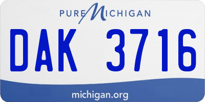 MI license plate DAK3716