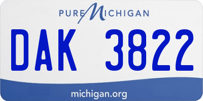 MI license plate DAK3822