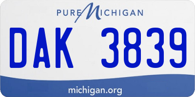 MI license plate DAK3839