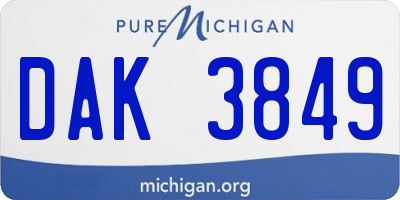 MI license plate DAK3849