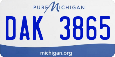 MI license plate DAK3865