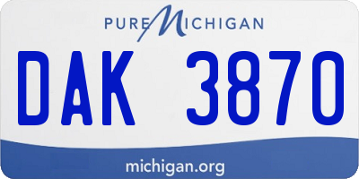 MI license plate DAK3870
