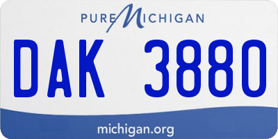MI license plate DAK3880