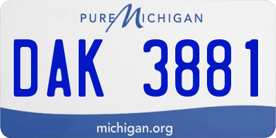 MI license plate DAK3881