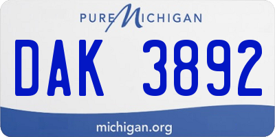 MI license plate DAK3892