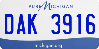 MI license plate DAK3916