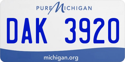 MI license plate DAK3920