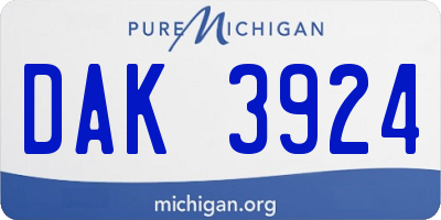 MI license plate DAK3924
