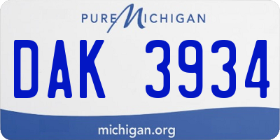 MI license plate DAK3934