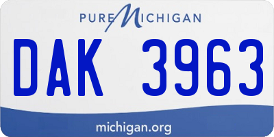 MI license plate DAK3963