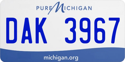 MI license plate DAK3967